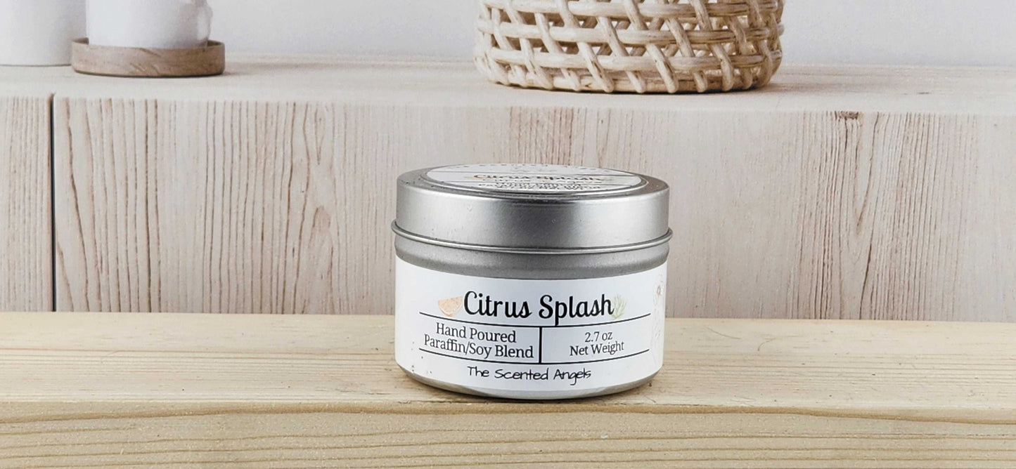 Citrus Splash Scented Paraffin/Soy Candle - Silver