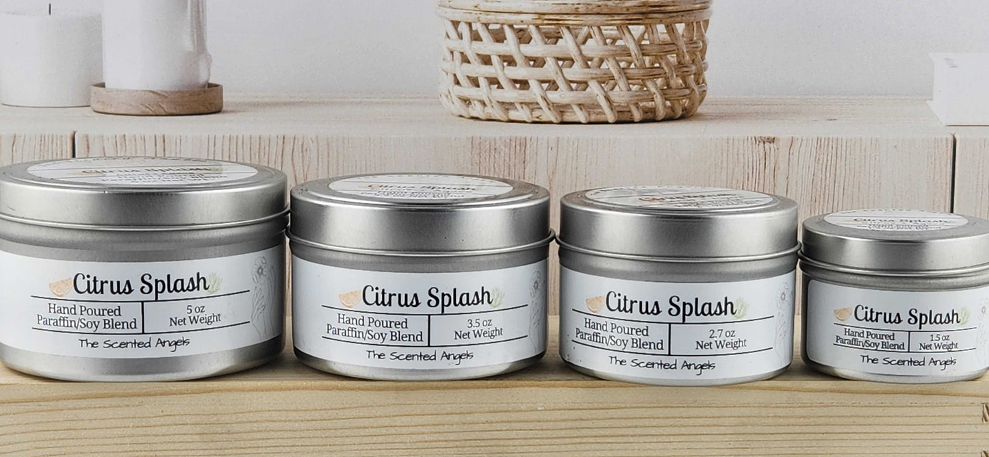 Citrus Splash Scented Paraffin/Soy Candle - Silver
