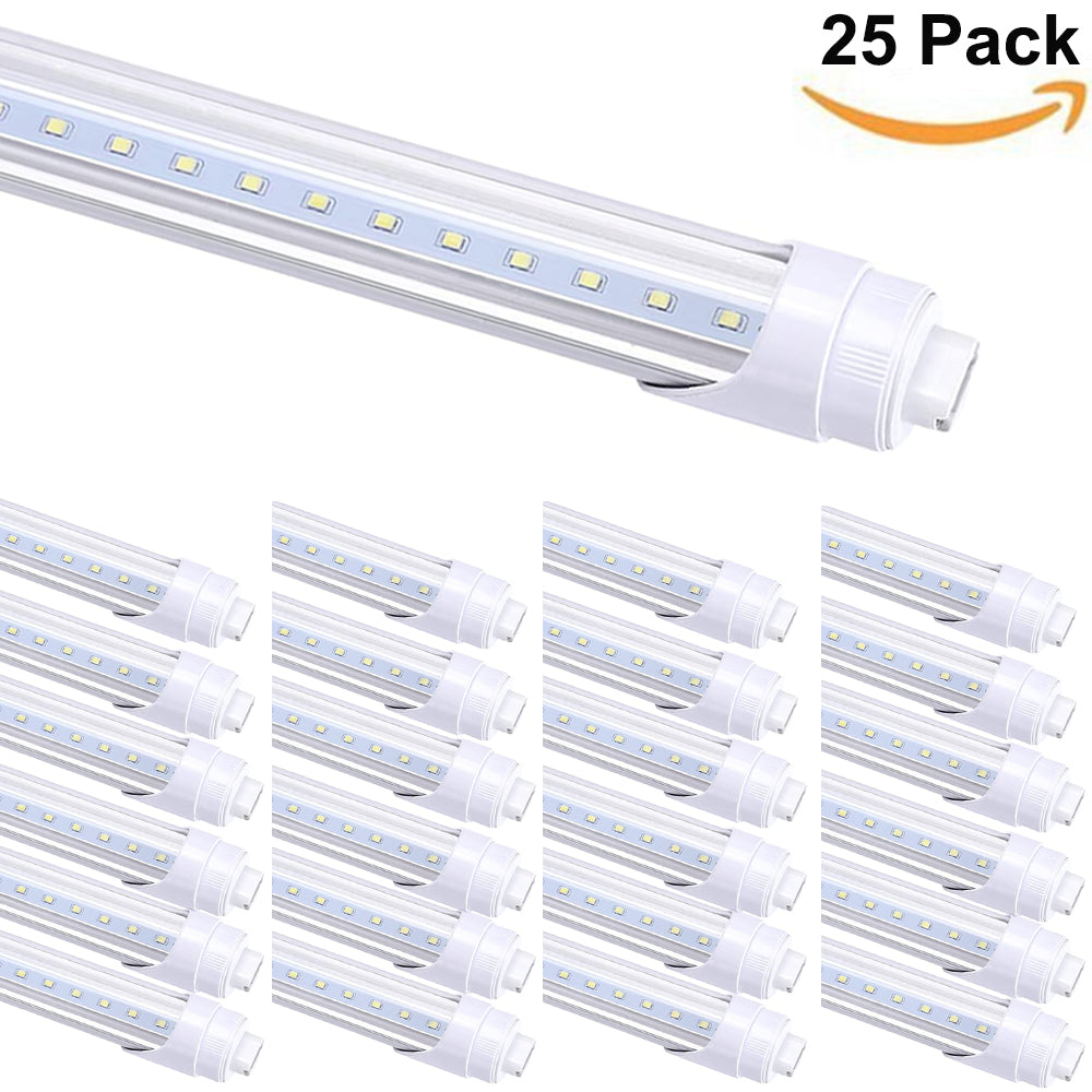 R17d/HO 8 FT Led Bulb Tube Light 40W 4000K 5000K 6000K Replacement 100W T8 T12 Fluorescent Lamp Shop Lights ETL DLC 25 Pack