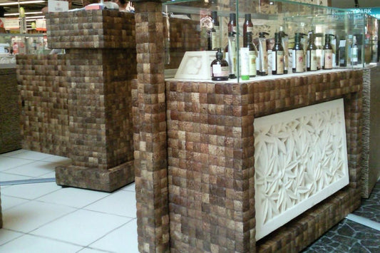 Coconut Shell 2"x2" Mesh-mounted Mosaic Wall Tile - Livfloors Collection
