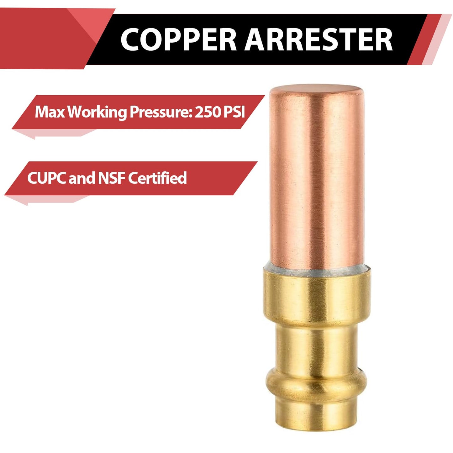 1/2" Copper Press Connection, Copper Water Hammer Arrestor