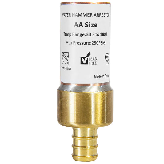 1/2" PEX Crimp Connection F1807, Straight Water Hammer Arrestor, Copper