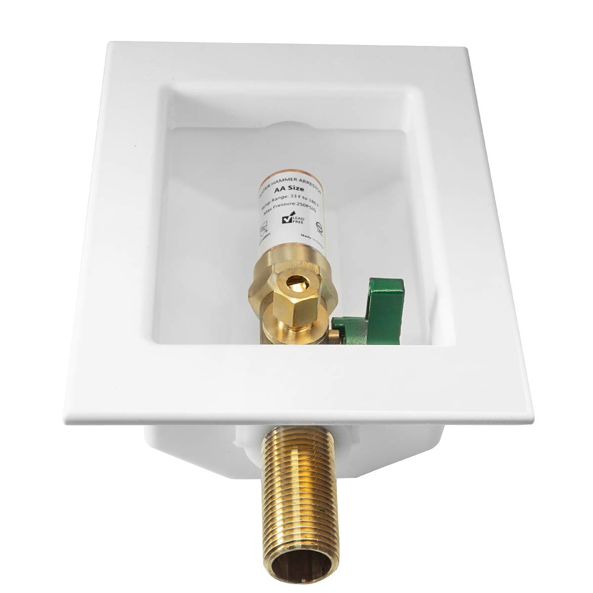 1/2" Sweat Inlet, Ice Maker Outlet Box, with Copper Water Hammer Arrestor