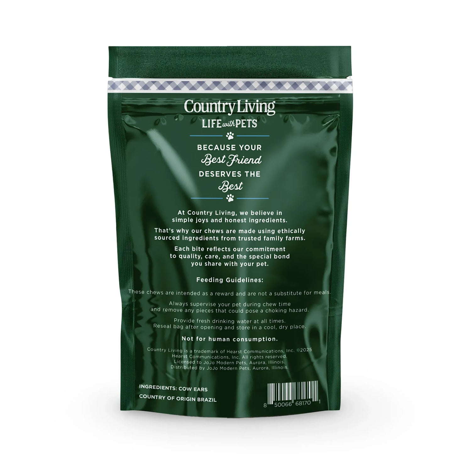Country Living Natural Cow Ears Dog Chews – 10 Count Bag – All-Natural, Single-Ingredient, Long-Lasting Dog Chews – High-Protein, Low-Fat, Rawhide-Free – Supports Dental Health