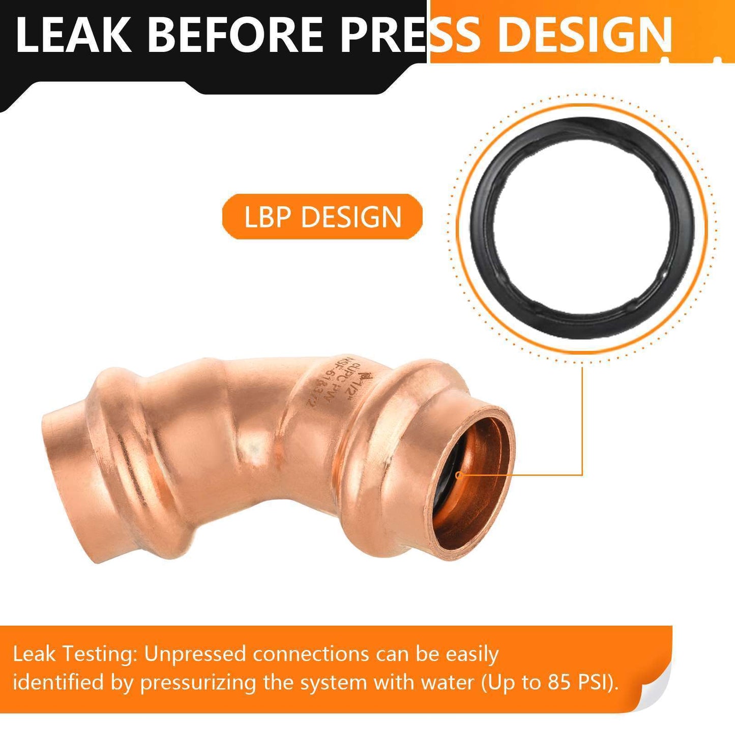 1/2" Press Copper 45° Elbow (Lead Free)