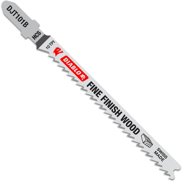 Diablo DJT101B5 4 in. 10 TPI High Carbon Steel T-Shank Jig Saw Blades for Fine Finish Cuts in Wood (5-Pack)