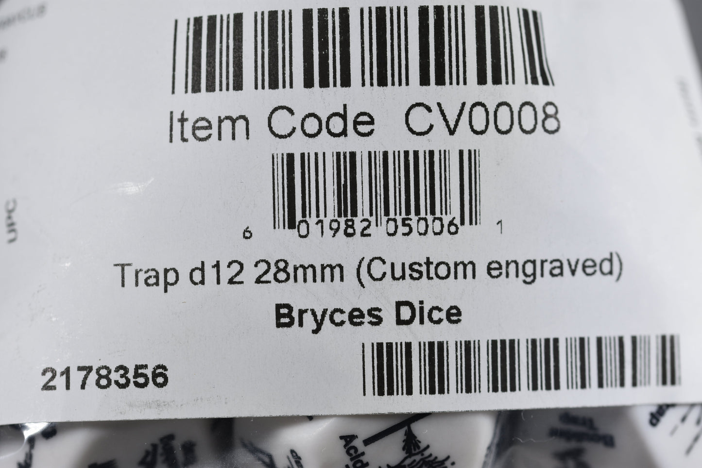 Chessex Opaque White Trap d12 - 28mm Adventure Dice with 12 Unique Traps