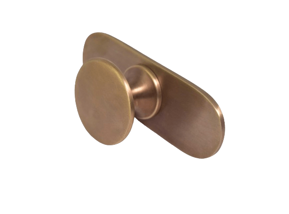 Brass Drawer Knob with Round Backplate - Antique Brass