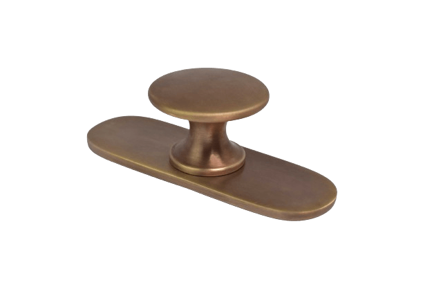 Brass Drawer Knob with Round Backplate - Antique Brass