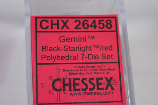 CHX 26458 Polyhedral 7-Die Gemini Black-Starlight /red Numbers Set Of 7 Dice Chessex