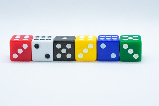 Square Edge 16mm Opaque Dice (Red/Yellow/Green/Blue/Black/White) | sold by the piece