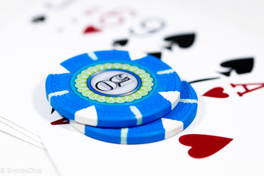 13.5g 'Basic' Poker Chip (50) Blue/grey/white [sold by the piece]