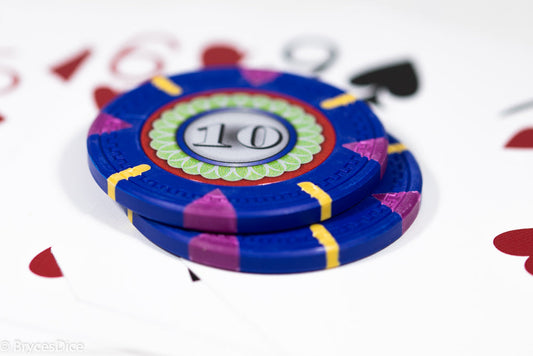 13.5g 'Basic' Poker Chip (10) Blue/yellow/purple [sold by the piece]