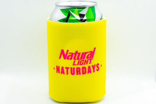 Natural Light Naturdays Cooler  Fits 12 oz Aluminum Can Coozie Pink Yellow