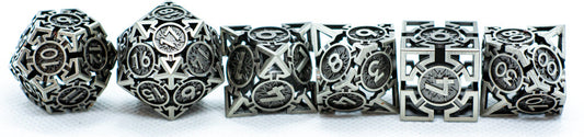 Iron Grey Deadly Arrow Dice | 7-Dice RPG Set High Visibility