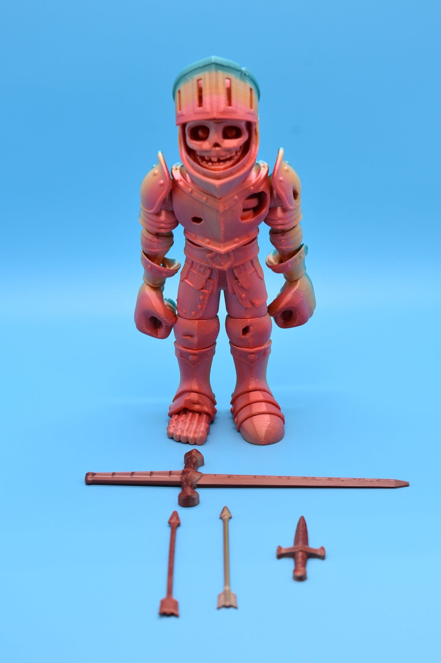 Flexi Knight Skeleton with Sword, Dagger, arrows, and Movable Visor!
