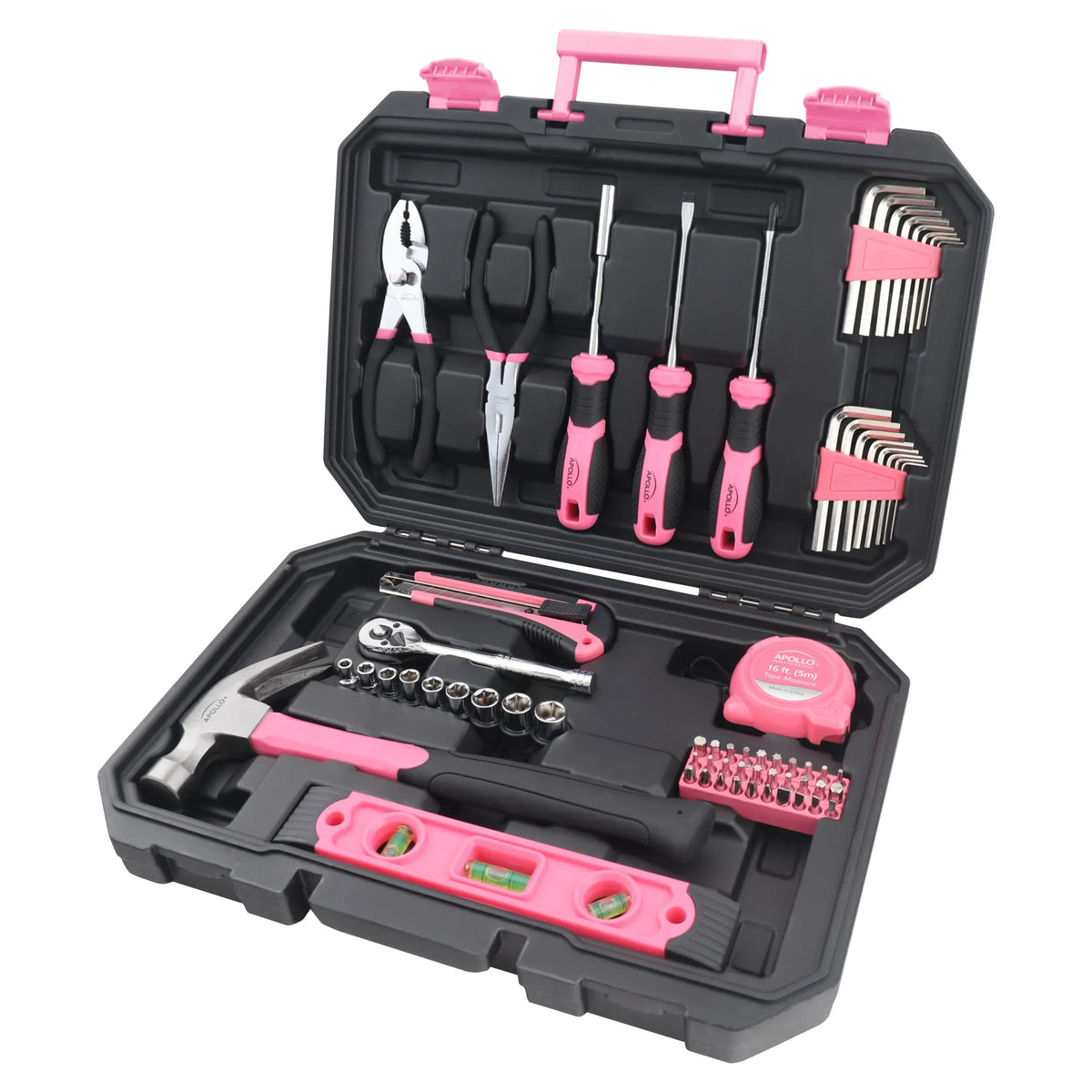 Essential 65-Piece Pink Tool Set with Socket Set and Most-Used Tools for Do it Yourself Repairs and Maintenance - DT0001P - 🆕 New Arrivals, All Products, Products from Apollo Tools, 🛠️ Tools + Hardware - Little Red General Store