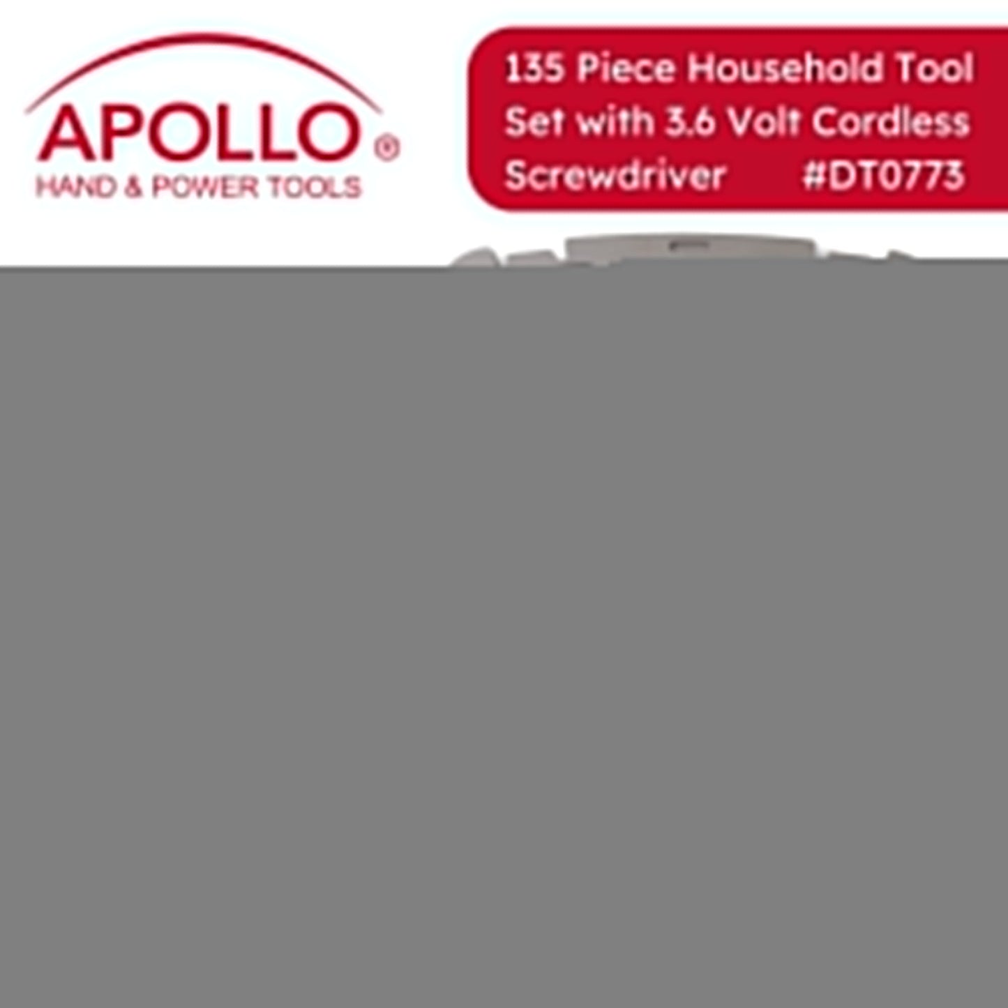 135 Piece Household Tool Set with Pivoting Dual-Angle 3.6 Volt Lithium-Ion Cordless Screwdriver - DT0773