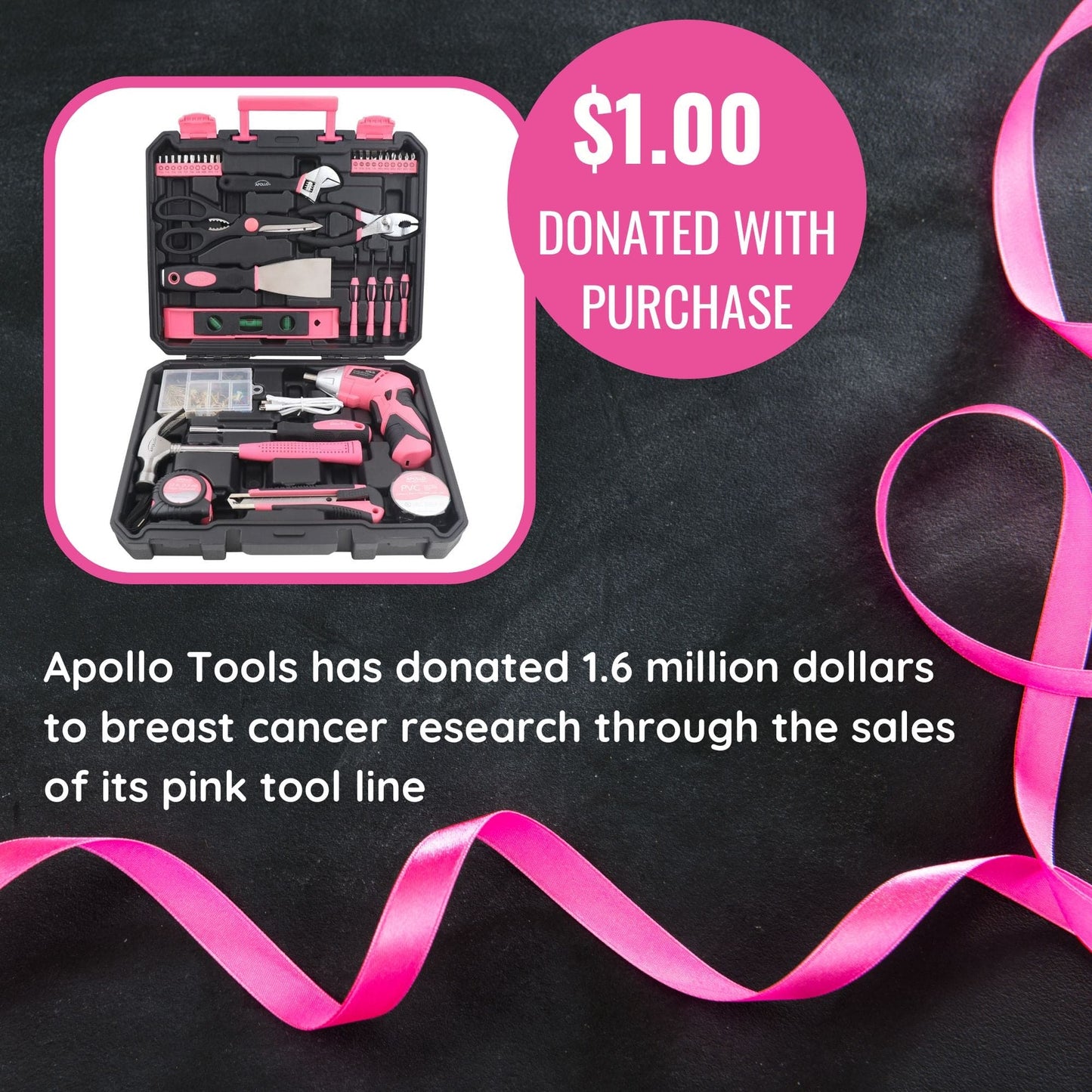 New and Improved 135 Piece Pink Household Tool Set with Pivoting Dual-Angle 3.6 Volt Lithium-Ion Cordless Screwdriver in Hard Case - DT0774P