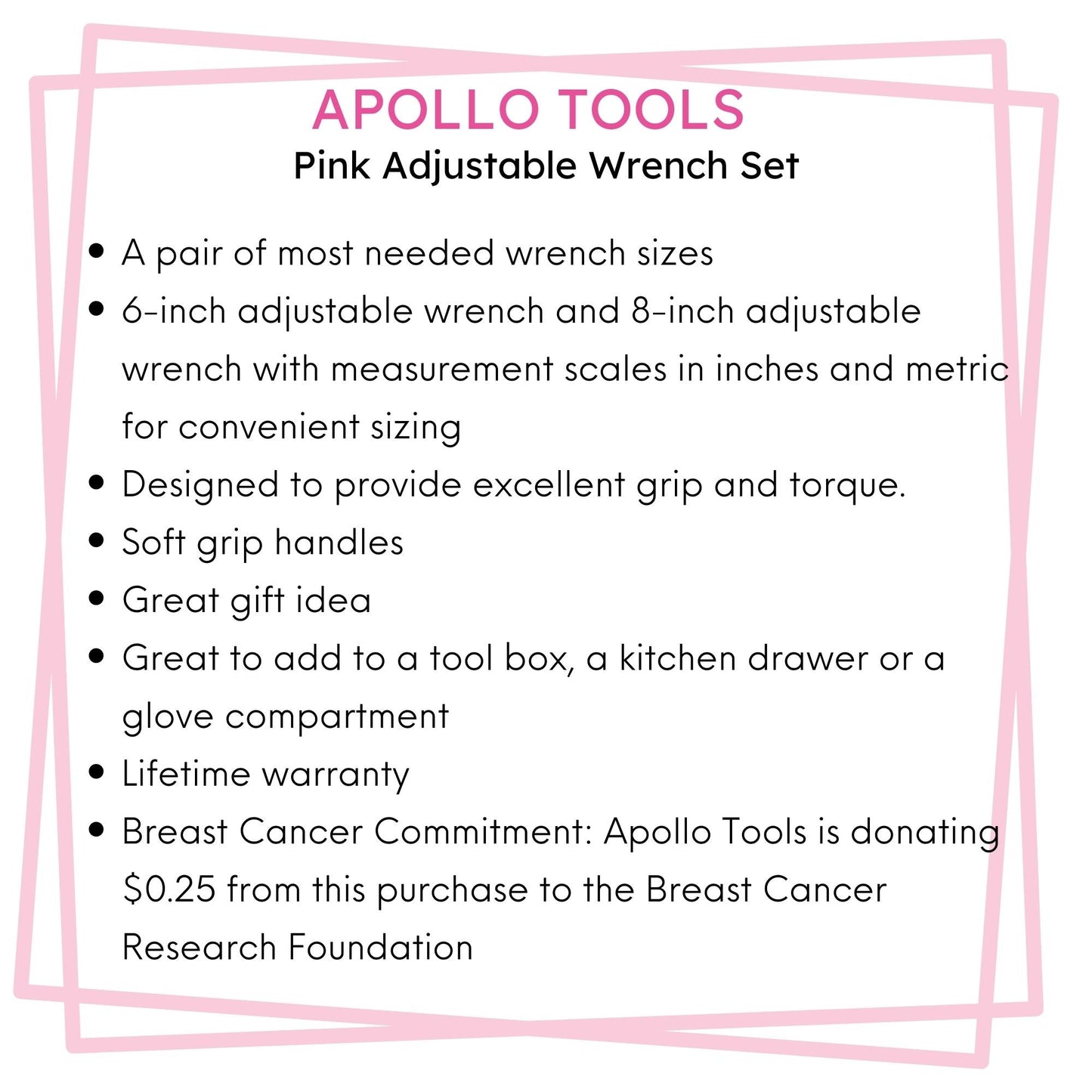 2 Adjustable Wrenches - Pink - DT5007P