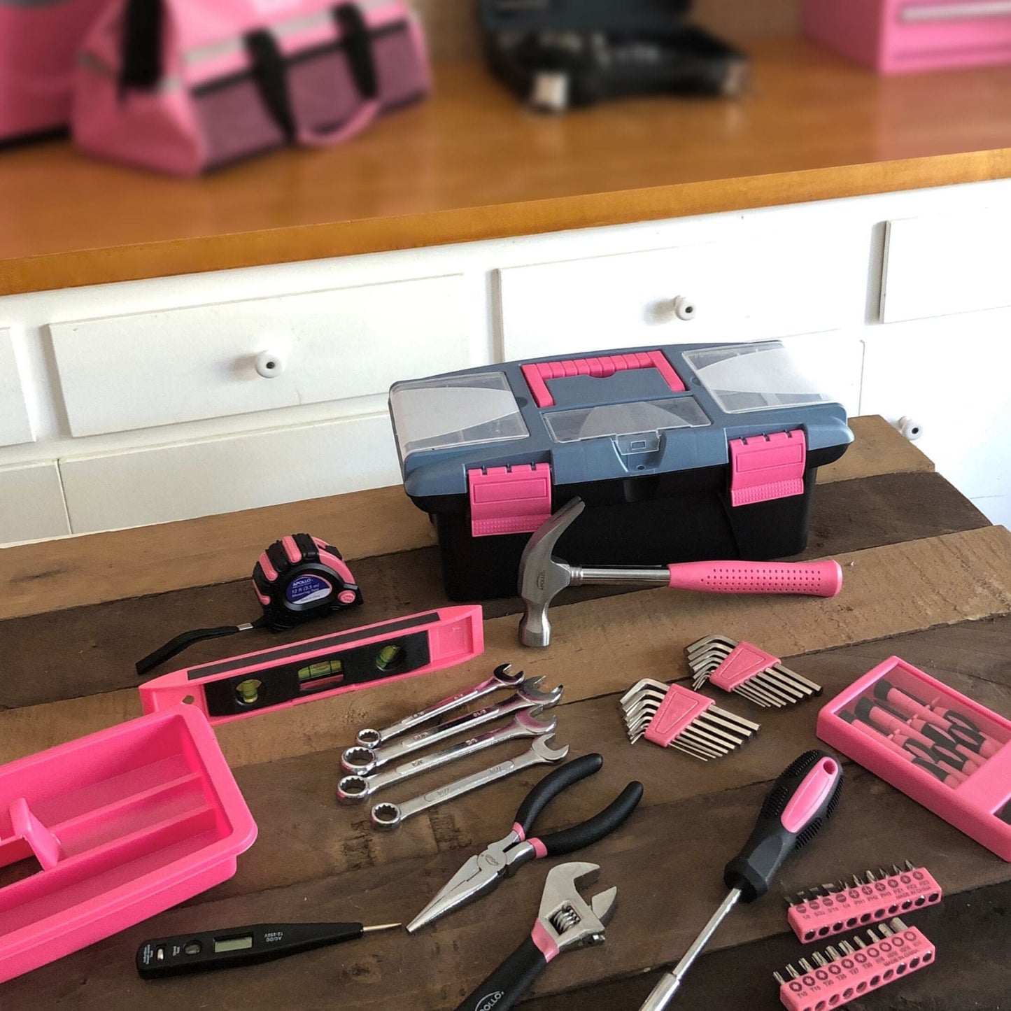 53 Piece Household Tool Kit with Tool Box Pink- DT9773P