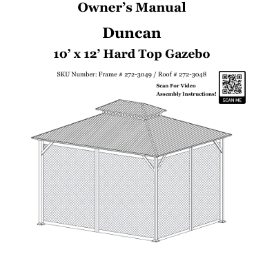 Replacement Parts - 10' x 12' Duncan Hardtop Gazebo