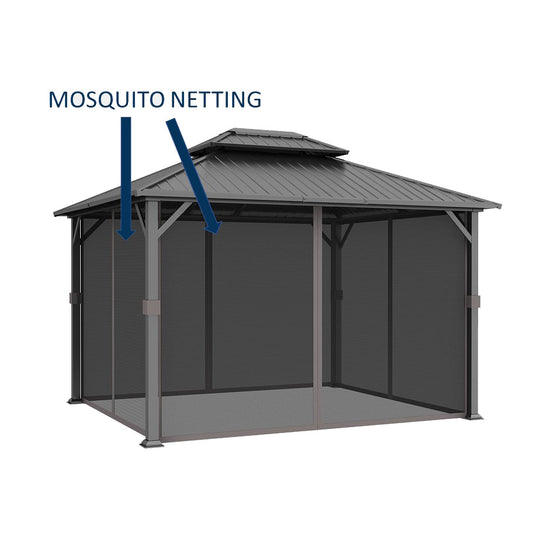 Shade N' Shelters 10' x 12' Duncan Hardtop Gazebo Mosquito Netting with Hooks