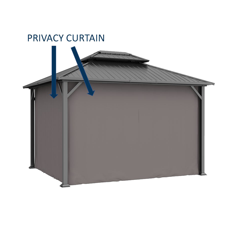 Shade N' Shelters 12' x 16' Duncan Hardtop Gazebo Privacy Curtain with Hooks
