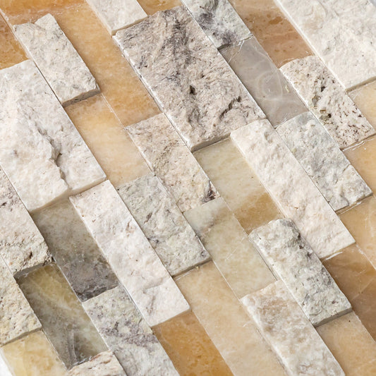 DaVinci Mixed Ledger 3D Panel 6"x24" Natural Marble Wall Tile - Full Truckload