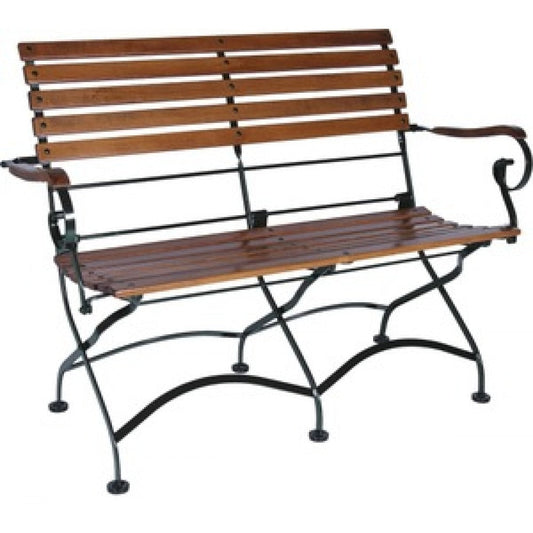 DemarForge Folding Bench 5552 - Stackable - European Chestnut Wood Clear Coated Slats
