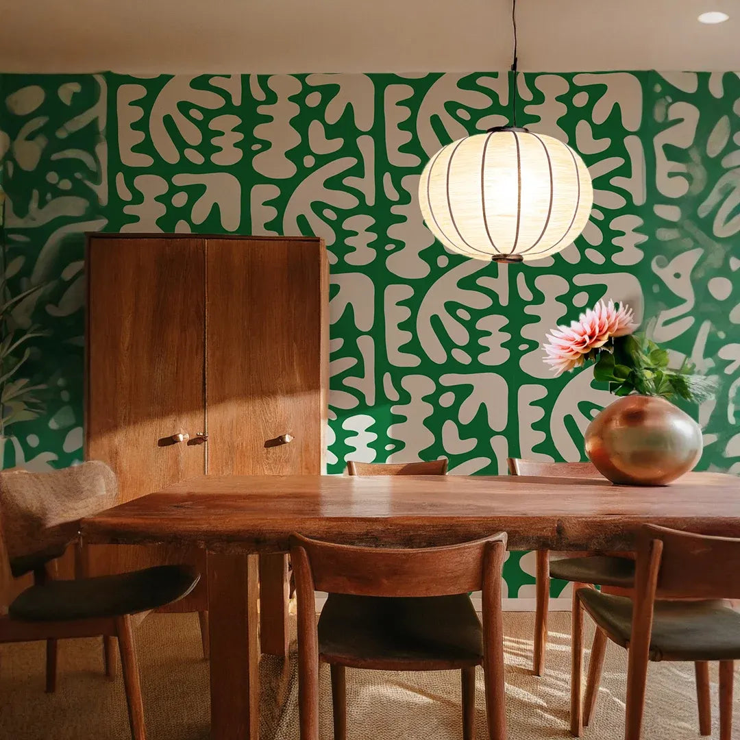Bubbly Wallpaper, green & off-white