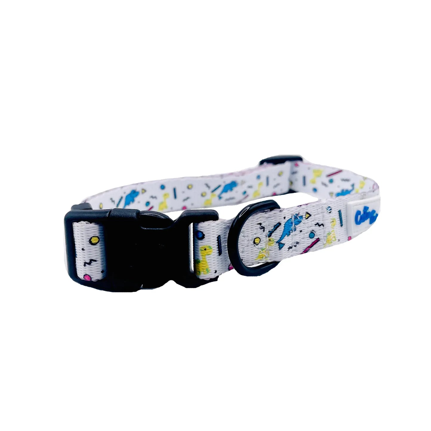 Dino Doggy White Dog Collar