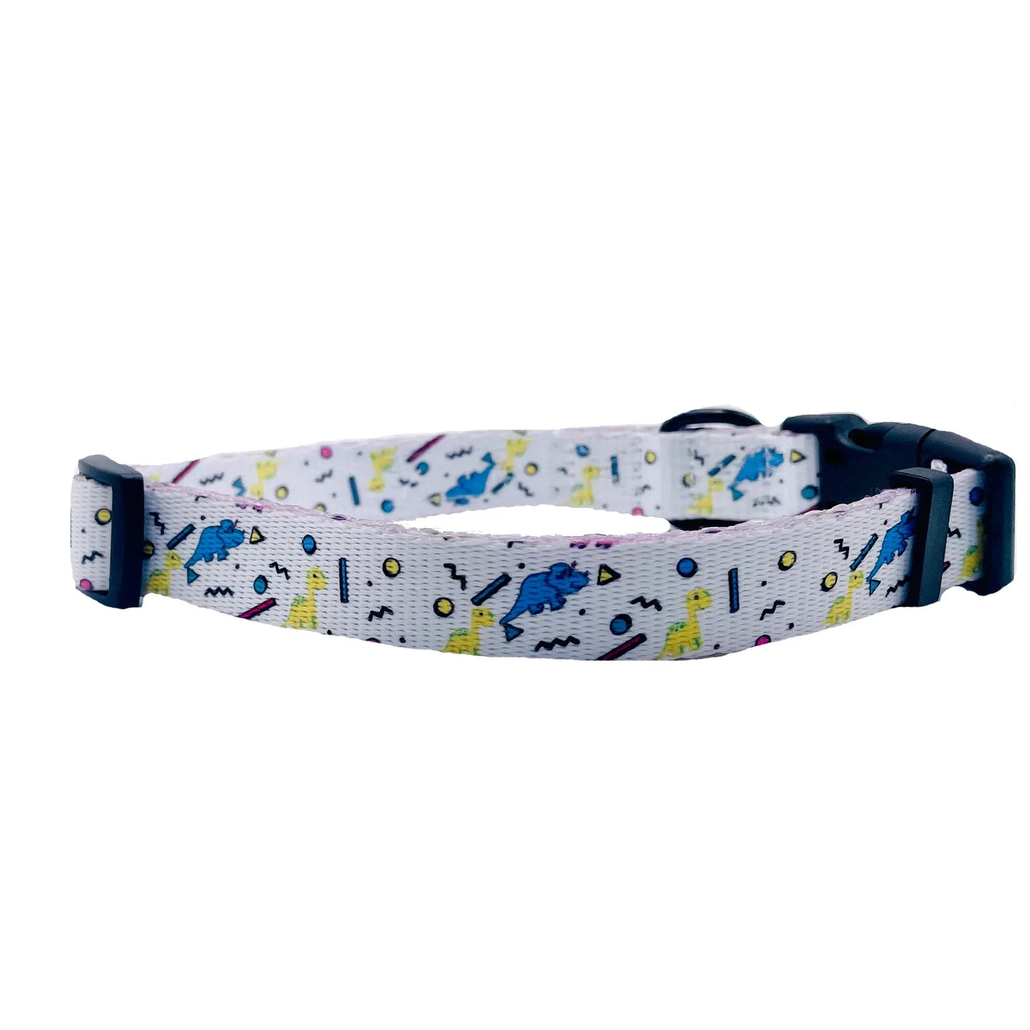 Dino Doggy White Dog Collar