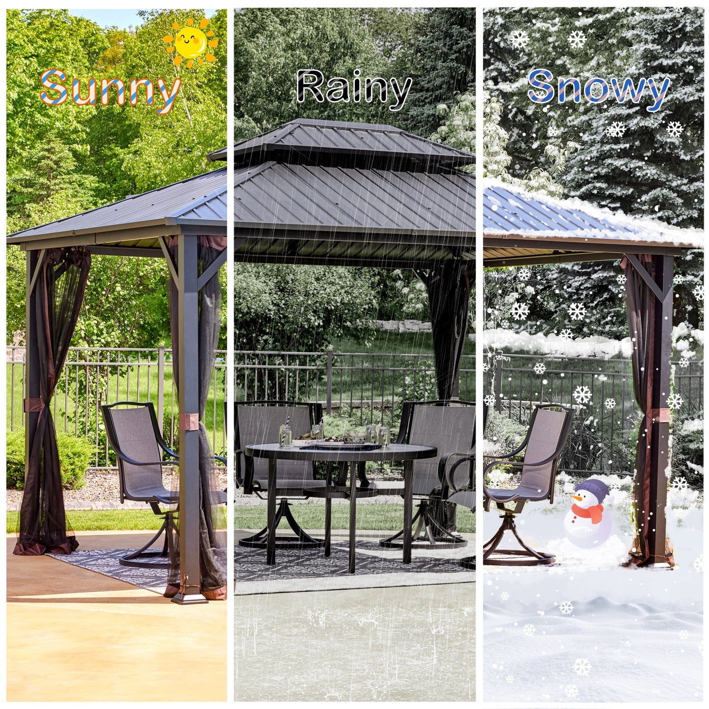 Shade N' Shelters 12' x 14' Duncan Hardtop Gazebo with Mosquito Netting