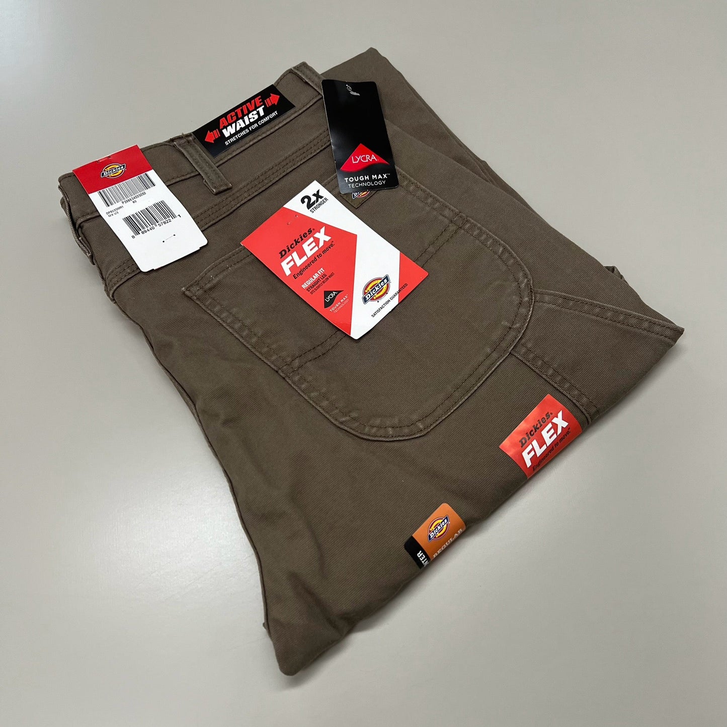 DICKIES Flex Regular Fit Double Knee Pant Men's Sz 40X32 Stonewashed Mushroom