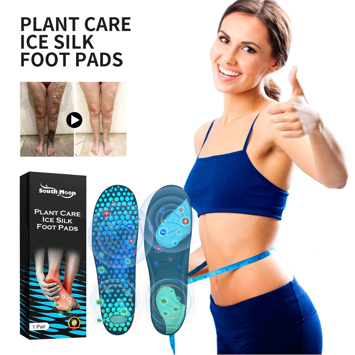 Pilant Care Ice Silk Foot Pads, Ease Joint Soreness And Swelling Earthworm Leg Vein Massage Care Pad