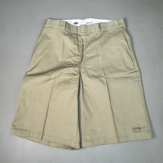 DICKIES Loose Fit Twill Work Shorts 13" Inseam Men's Sz 38 Khaki 42283KH