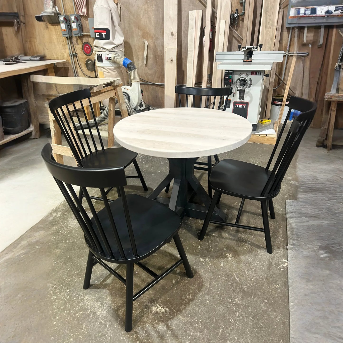 36” round dining table with metal base