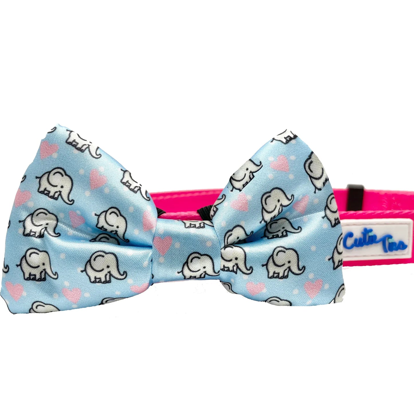 Elephant Love Blue Dog Bow Tie