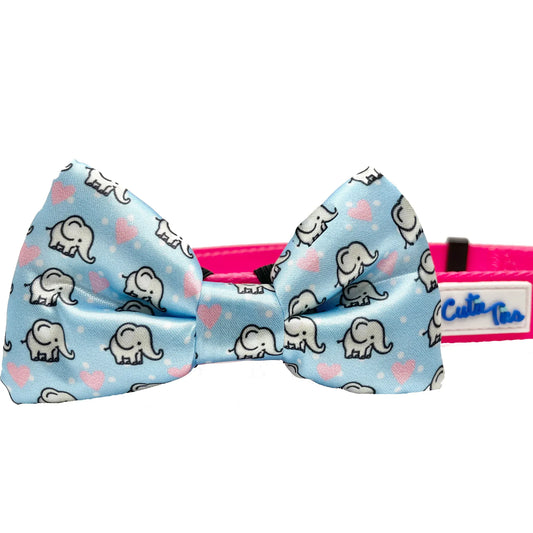 Elephant Love Blue Dog Bow Tie