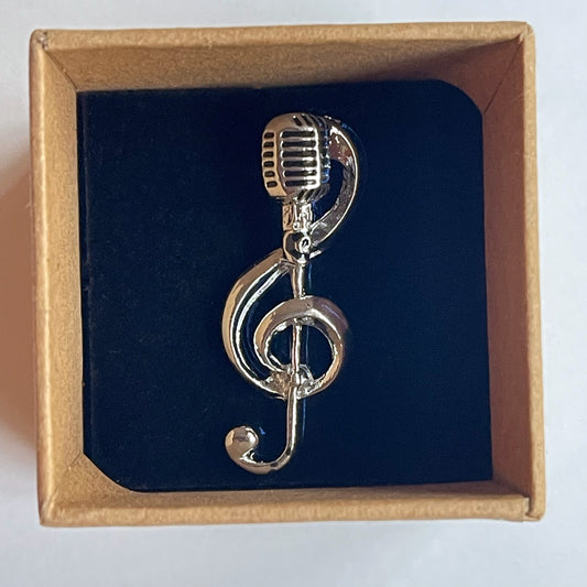 Music Mic Brooch Pin - Elegant Music-Themed Accessory with Microphone Pin for Musicians and Music Lovers
