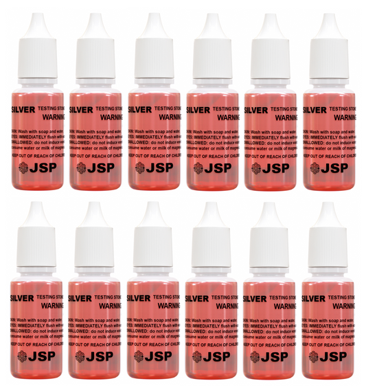 12 Bottles of JSP Silver & Sterling Jewelry Precious Metal Test Acid Karat Testing Solutions