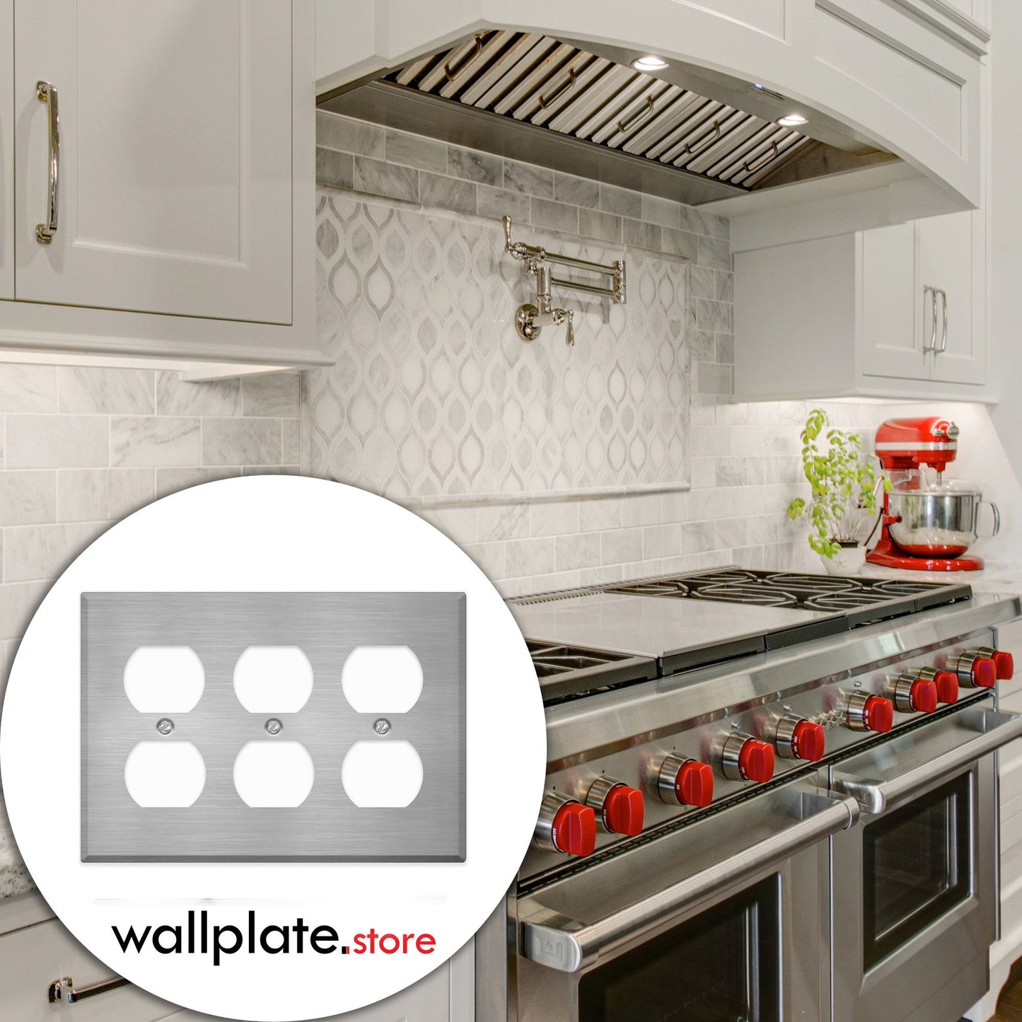 3 Gang Stainless Steel Duplex Receptacle Wallplate Outlet Cover | Made in USA