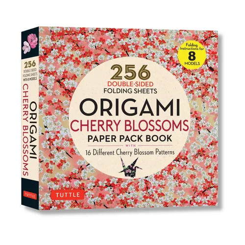 Origami Cherry Blossoms Paper Pack Book: 256 Double-Sided Folding Sheets with 16 Different Cherry Blossom Patterns with Solid Colors on the Back (Incl