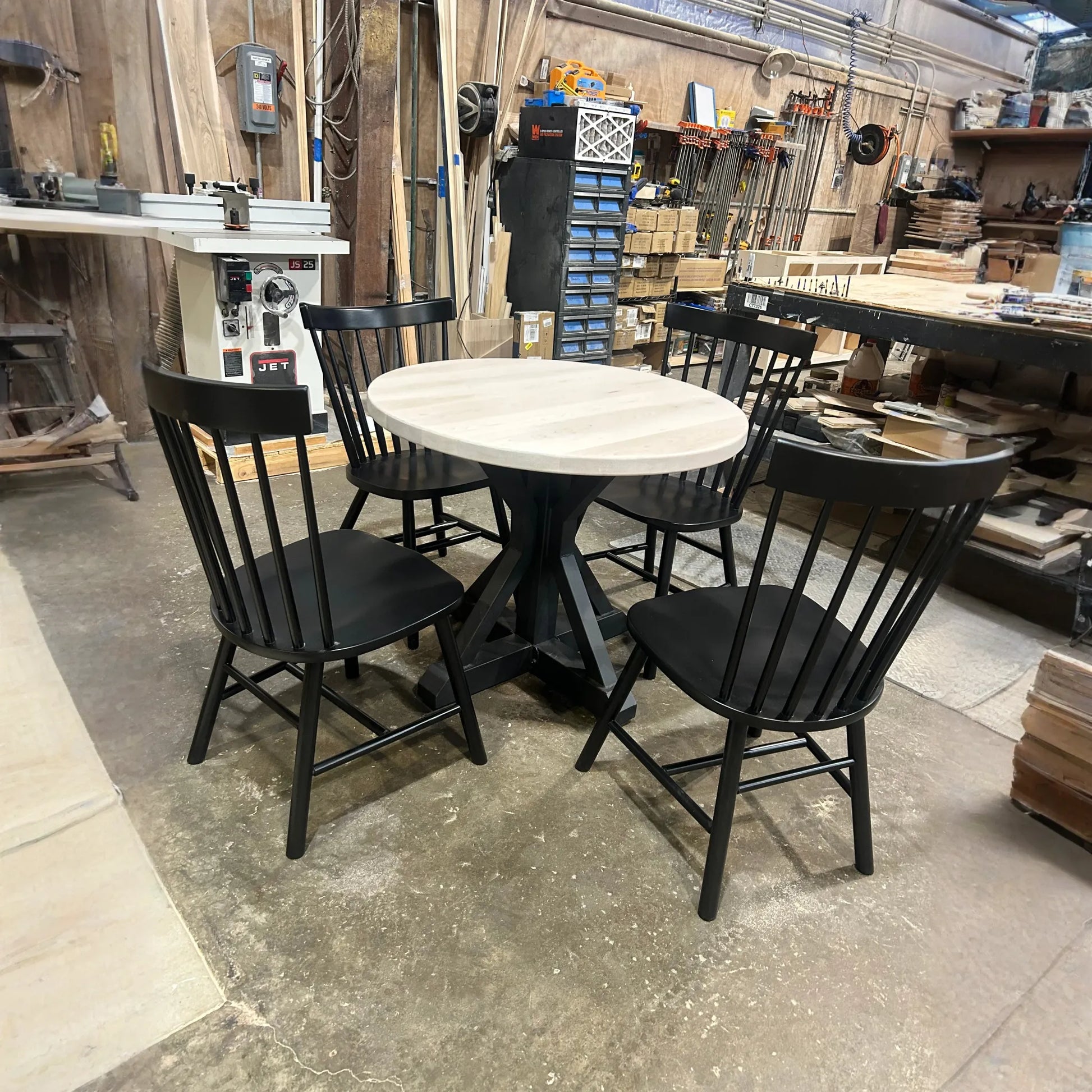 36” round dining table with metal base