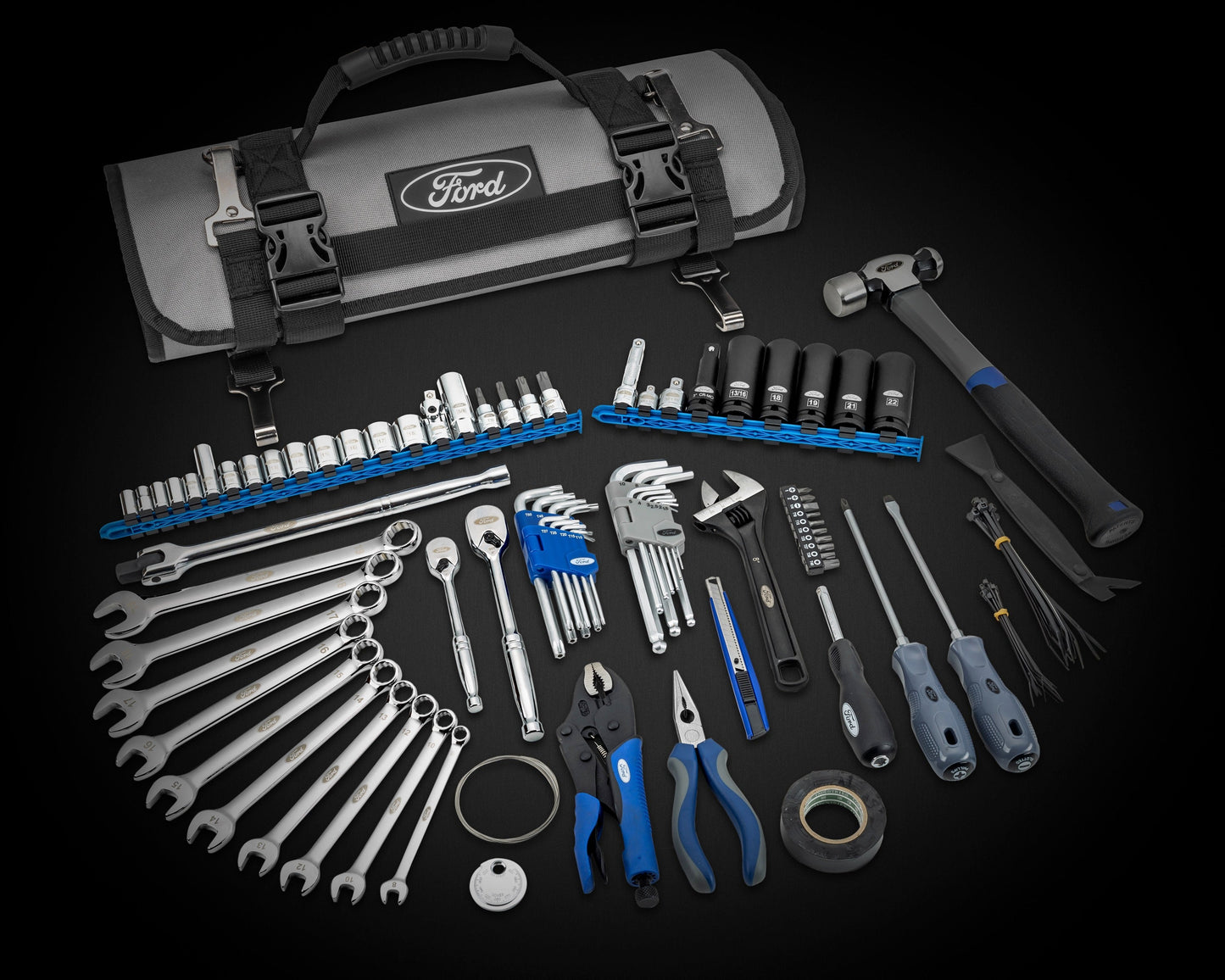 86pc Ford Brand Tool Roll Kit