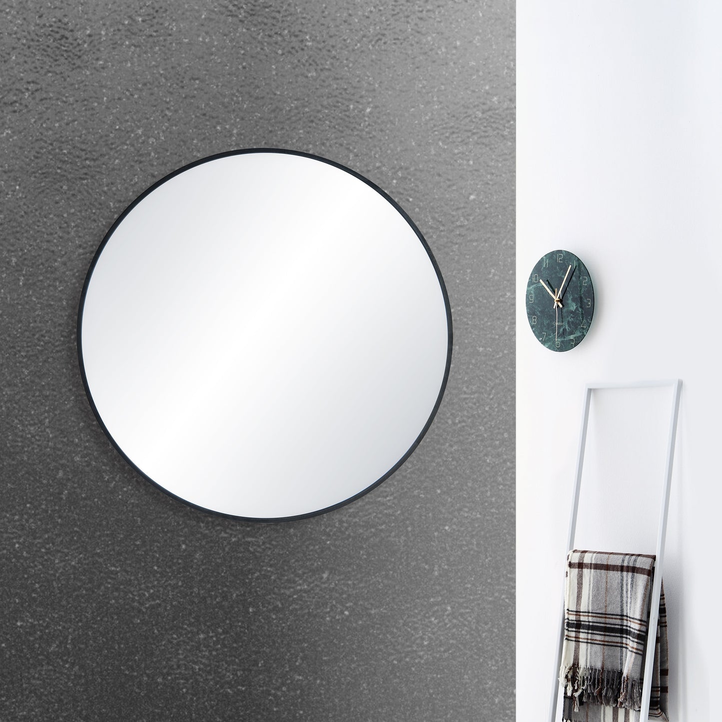 24" Round Metal Frame Shatterproof Wall Mount Mirror