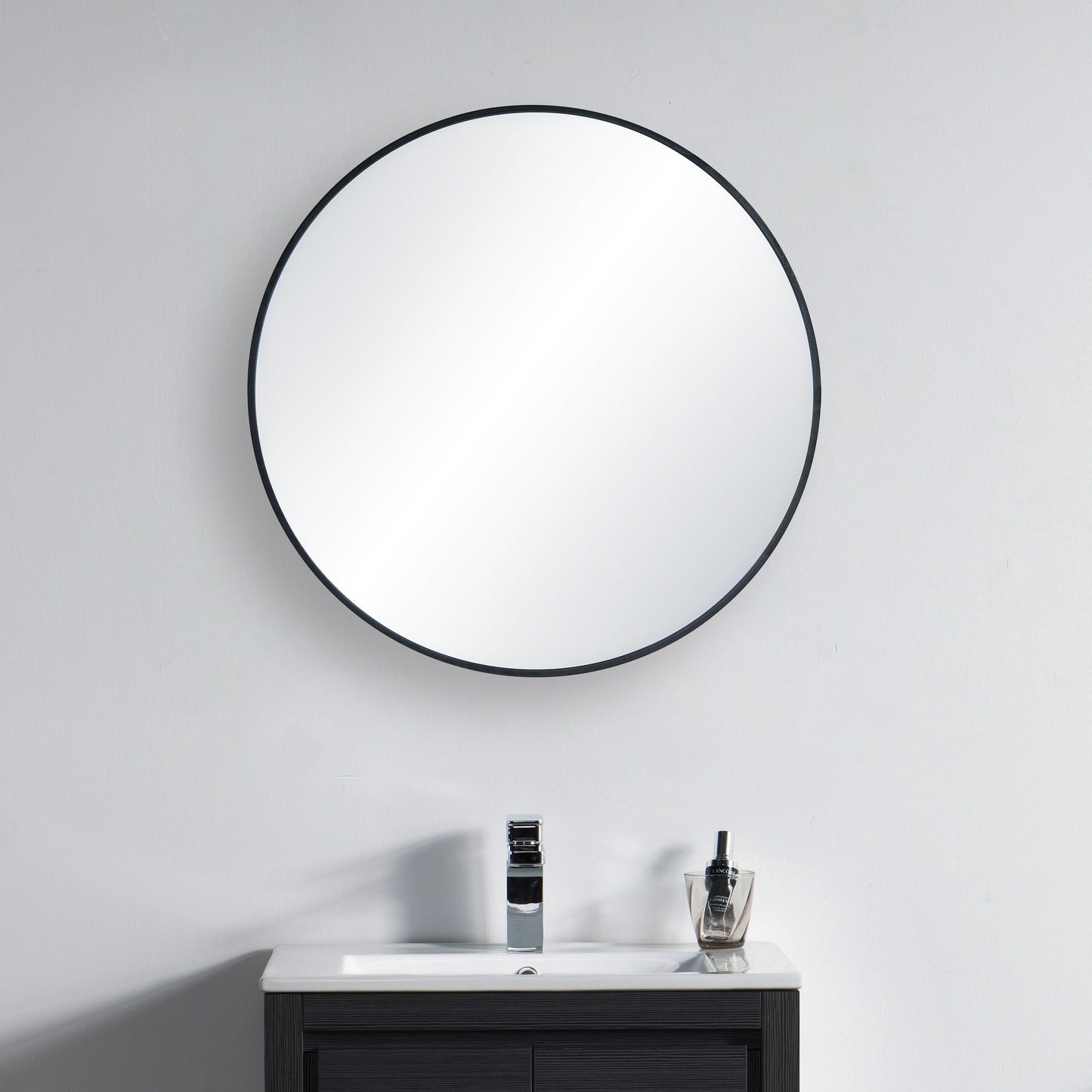 24" Round Metal Frame Shatterproof Wall Mount Mirror
