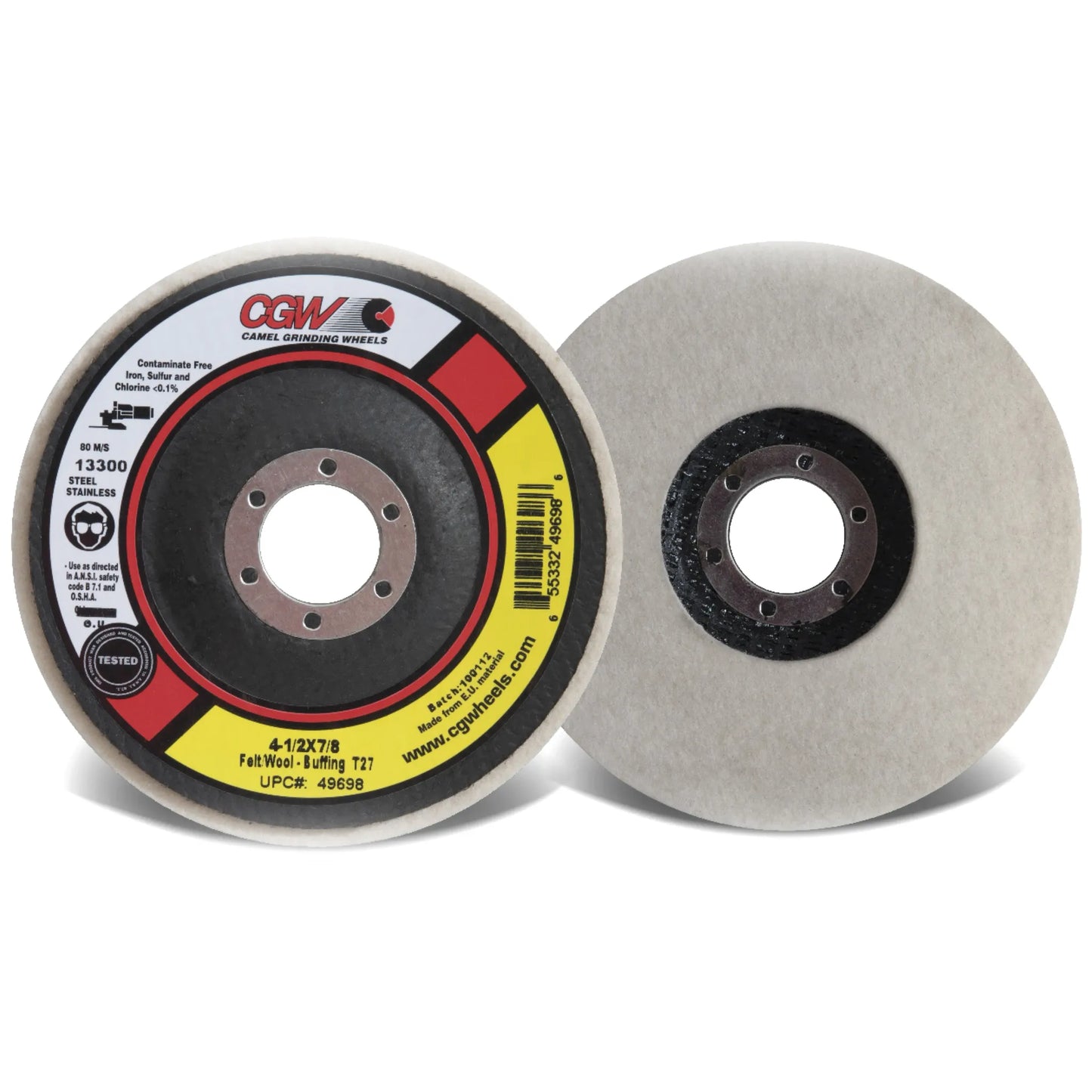 CGW Abrasives 49698 Surface Conditioning Flap Discs Felt/Wool Discs - Buffing