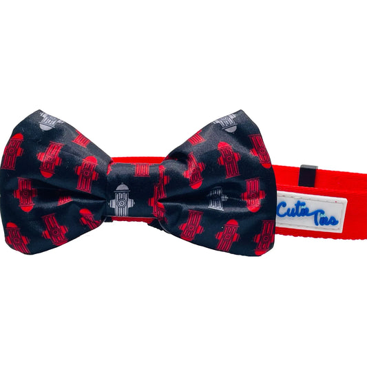 Fire Hydrant Black Dog Bow Tie